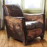 Old vintage leather club chair