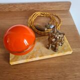 1930s marble lamp with orange globe