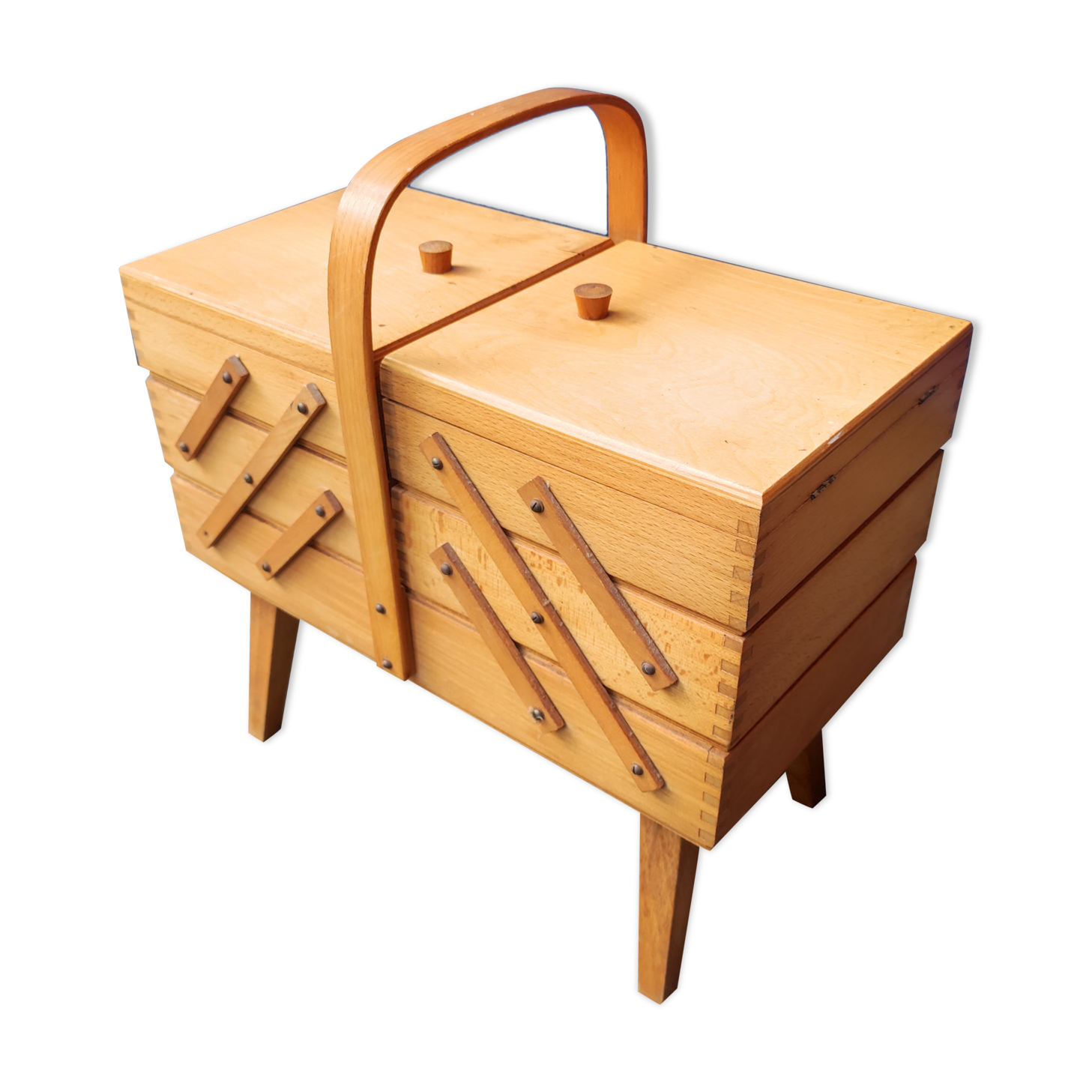 Sewing box accordion worker wood