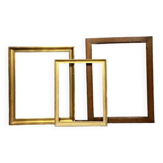 Lot of 3 frames in natural and gilded wood, 19th and 20th century