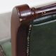 English Chesterfield office chair in green leather, height adjustable on casters