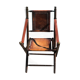 Fauteuil paquebot pliant cuir et bois 1930