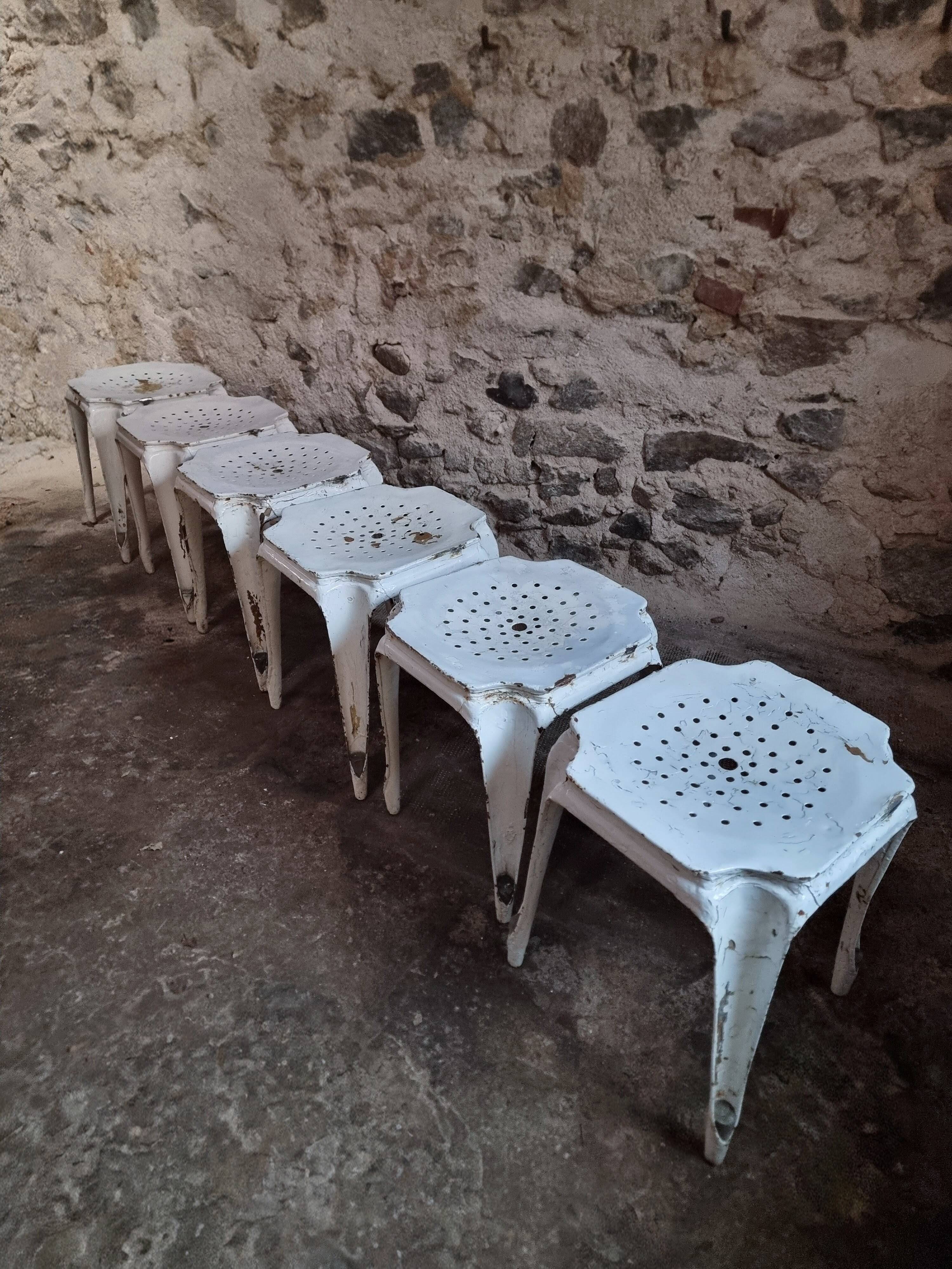Set of 6 French industrial stools by Multipl’s – 1930s