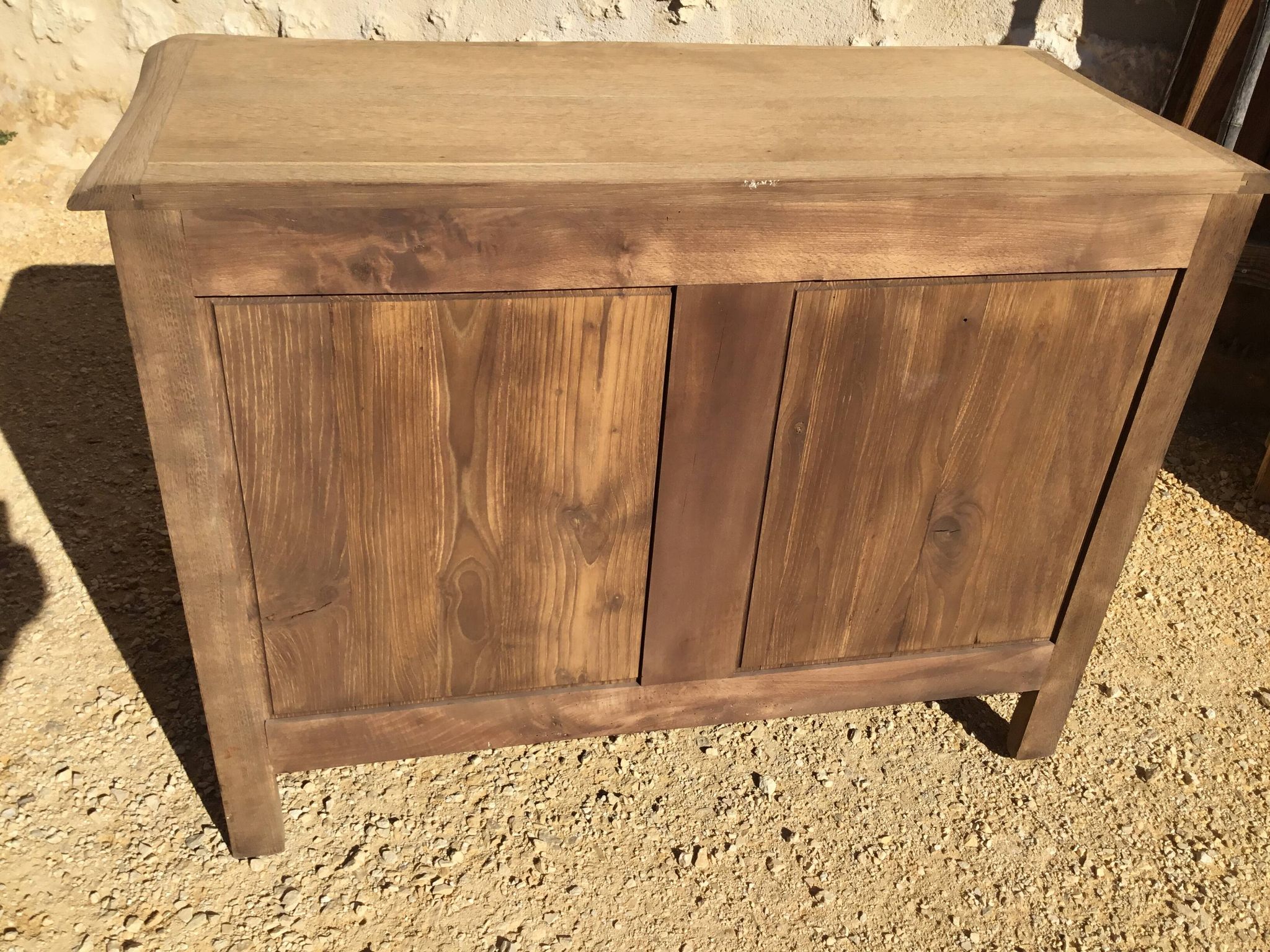 Louis XV style chest of drawers in stripped oak and left in natural wood