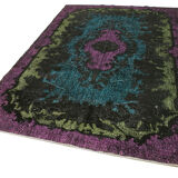 Handmade distressed oriental 1980s 188 cm x 295 cm purple rug