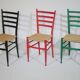 B&B Italy Wicker Chairs Table Colorful Mid-Century Design 60s 70s, Set of 5