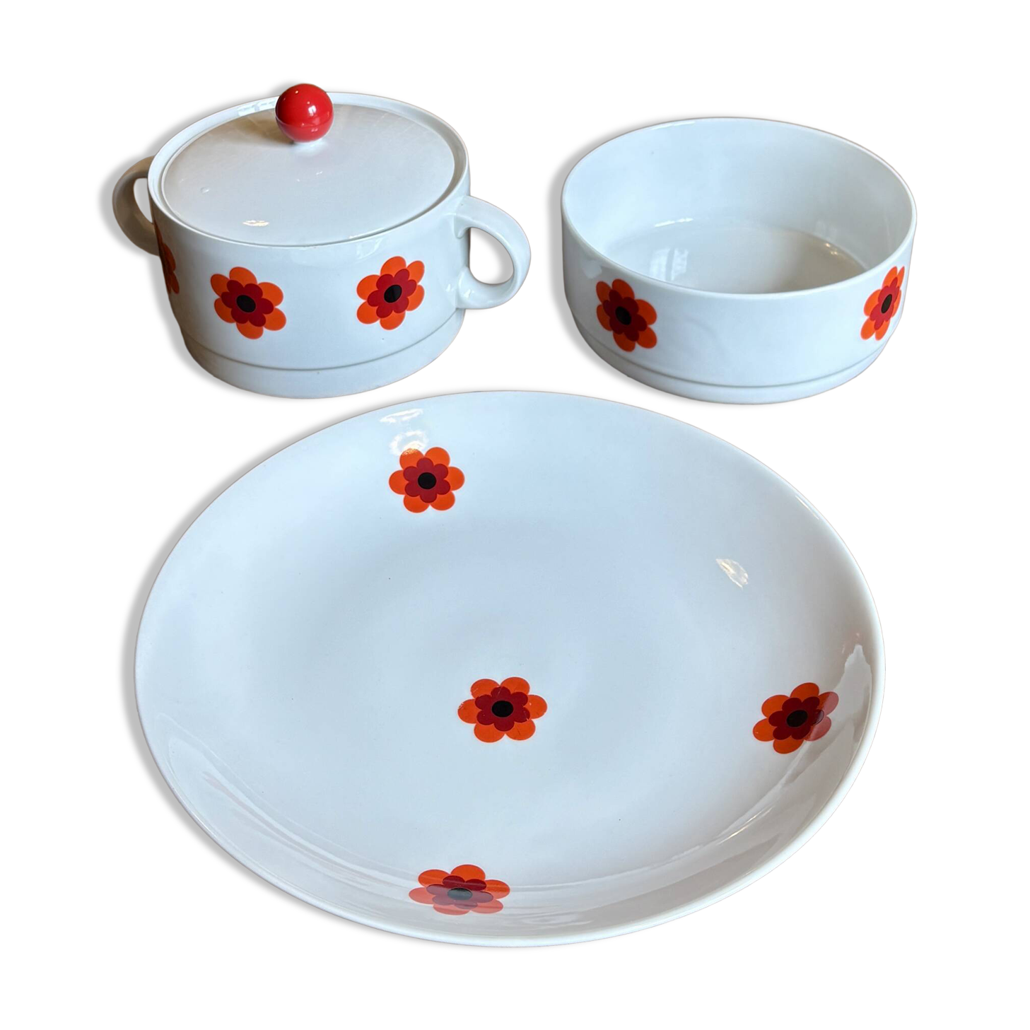 Lot de 3 plats de service vintages Scherzer Bavaria