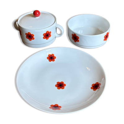 Lot de 3 plats de service vintages Scherzer Bavaria