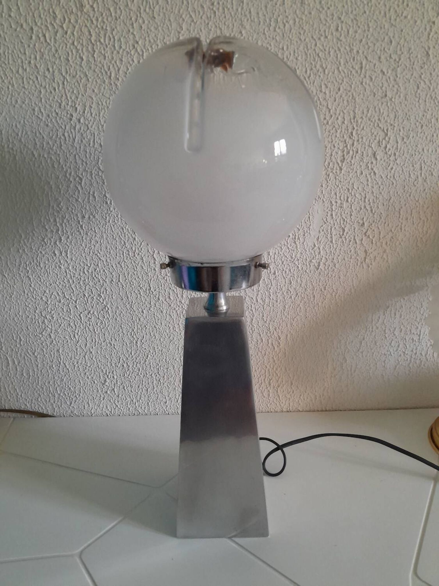 Vintage Murano Globe Chrome Lamp
