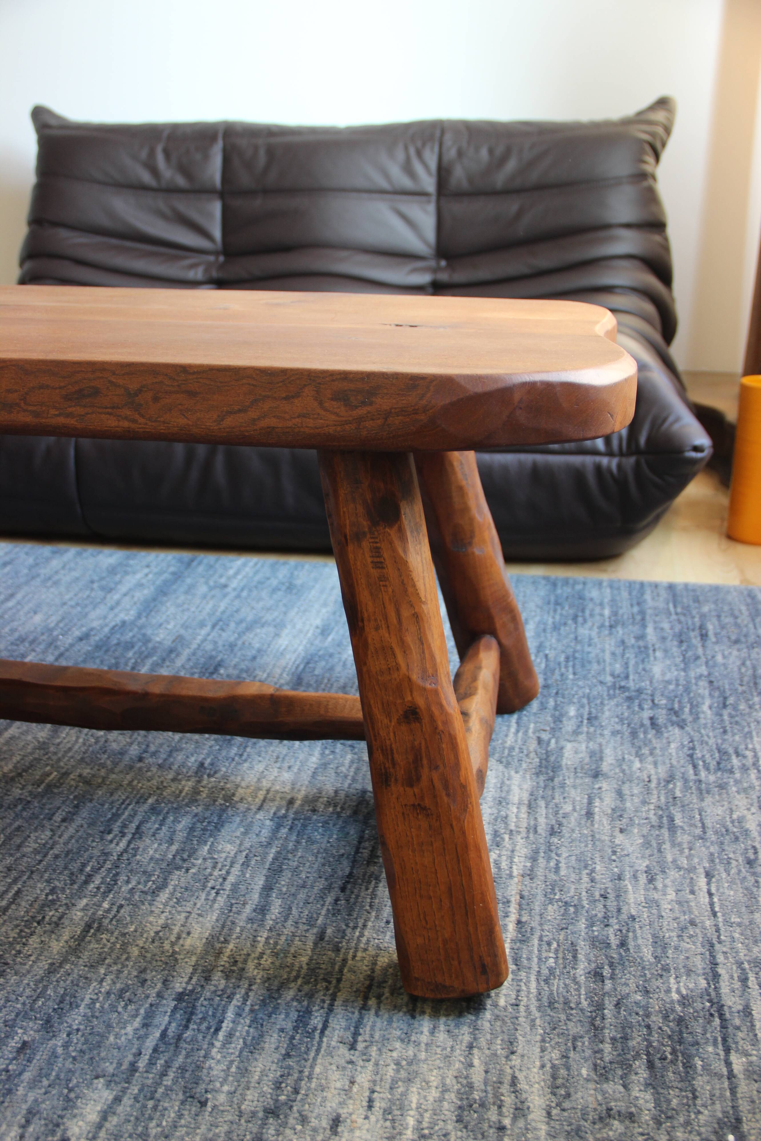 Solid elm bass table, brutalist style