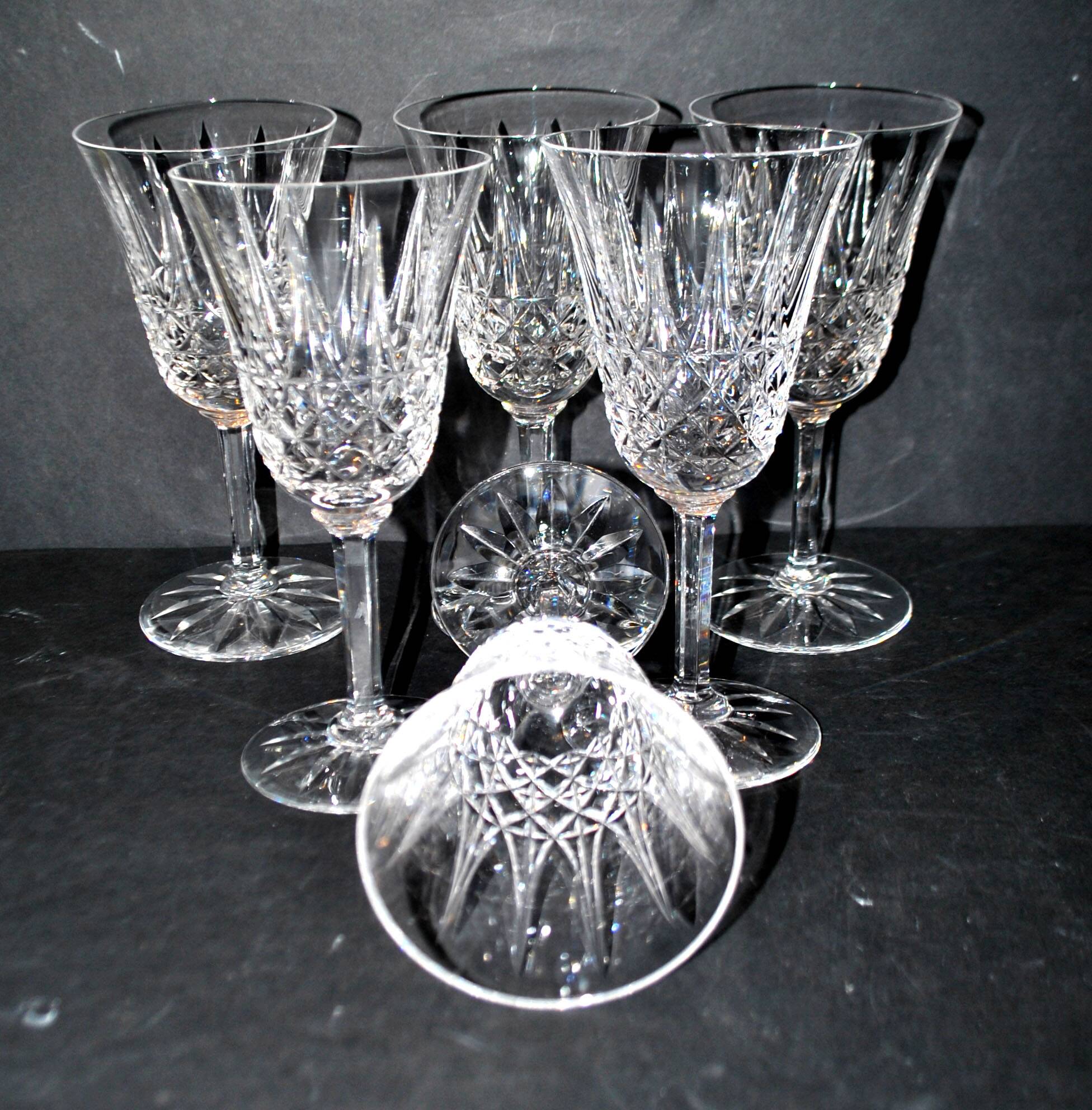 Set of 6 tarn water glasses in cut crystal from saint-louis diamond decor and points h17.5
