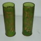 Pair of glass vases engraved gold decoration