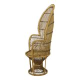 Large Rattan Wicker Peacock Chair Throne Emanuelle Boho 131cm