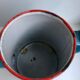enamelled metal coffee maker in sky blue and red early twentieth century