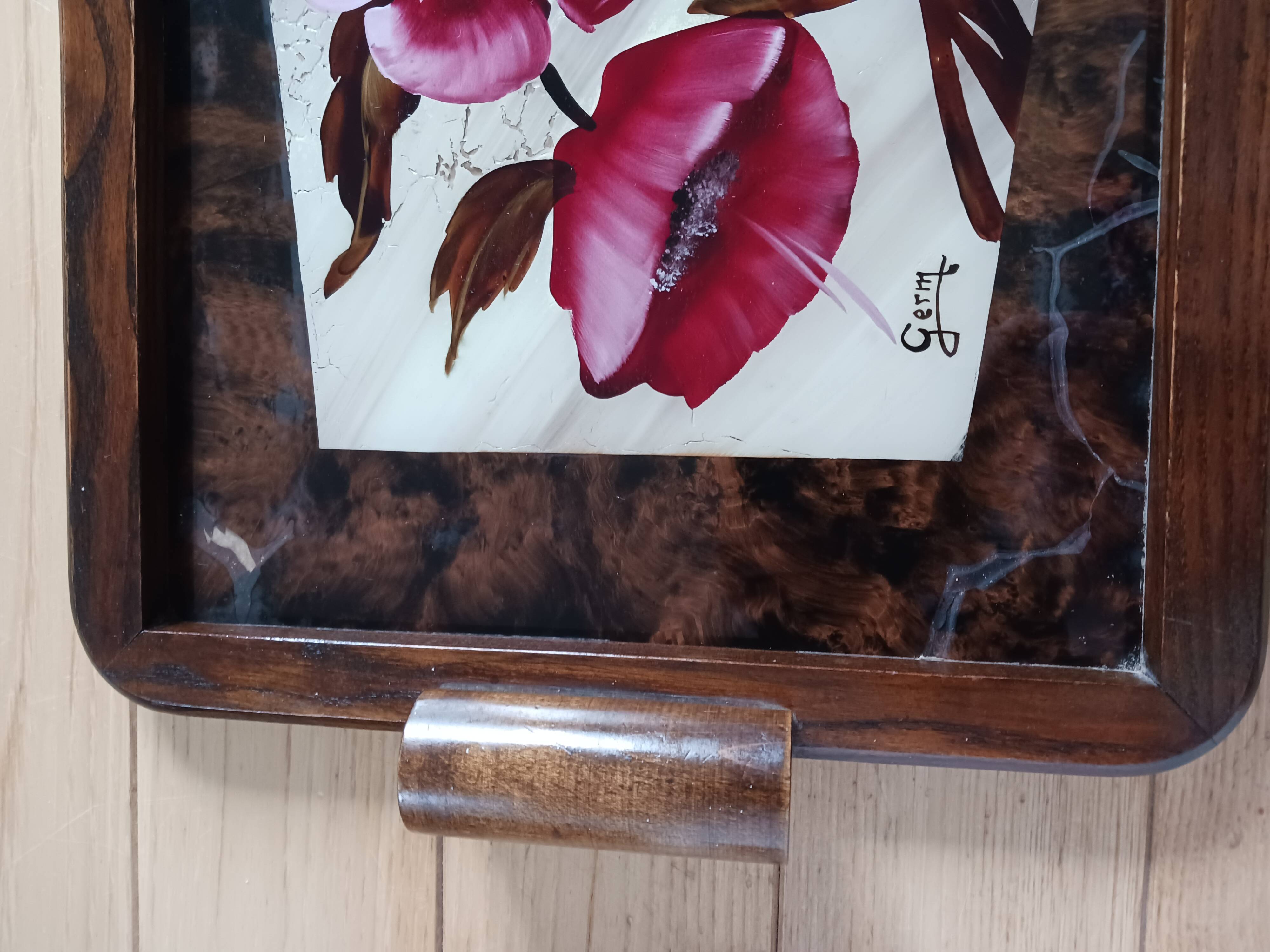 Wooden tray, 1950s.