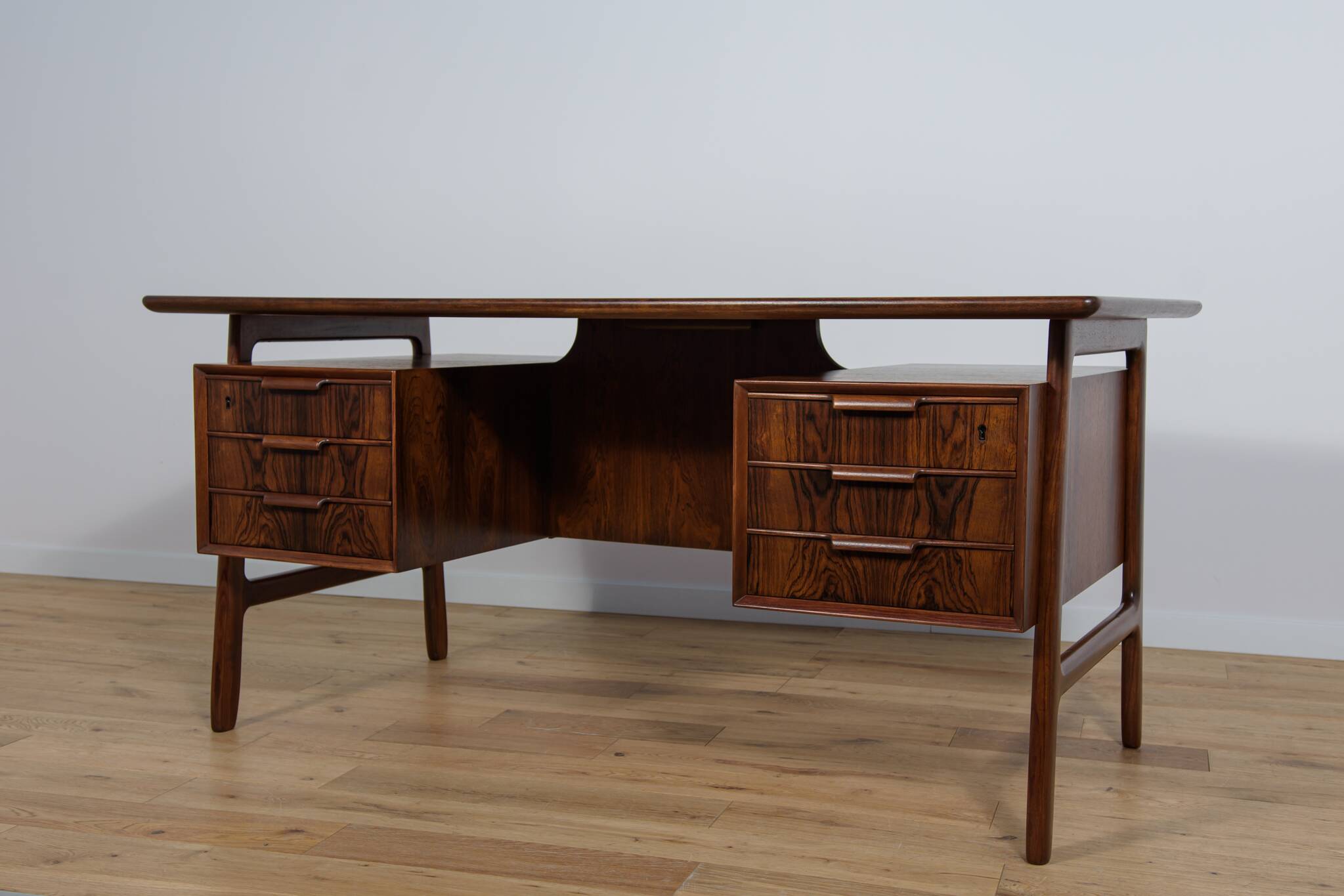 Mid-Century Model 75 Freestanding Teak Desk from Omann Jun, Denmark, 1950s