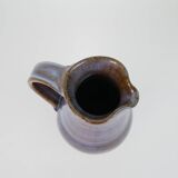 Beautiful blue-brown ceramic pitcher signed under the base