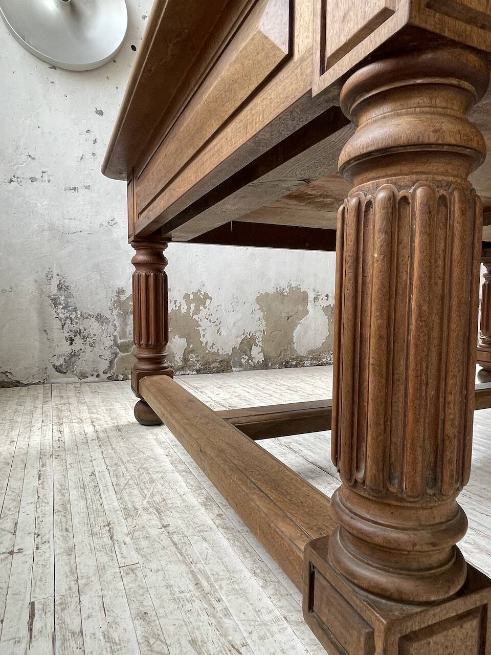 Solid walnut farmhouse castle table 1900 XXL