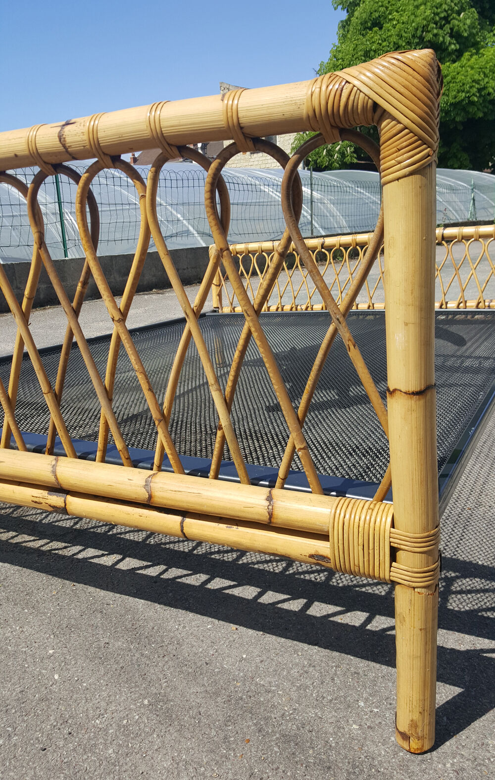 double bed bamboo and rattan vintage, years 60