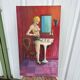 Painting Woman in the Bathroom - Signed Danon, Art Deco Style