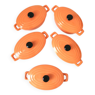 Lot de 5 mini marmites LBP Magnet en céramique orange