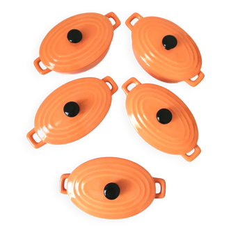 Lol of 6 mini LBP pots in orange ceramic