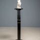 Black lacquered pedestal with brass details, 20th century
