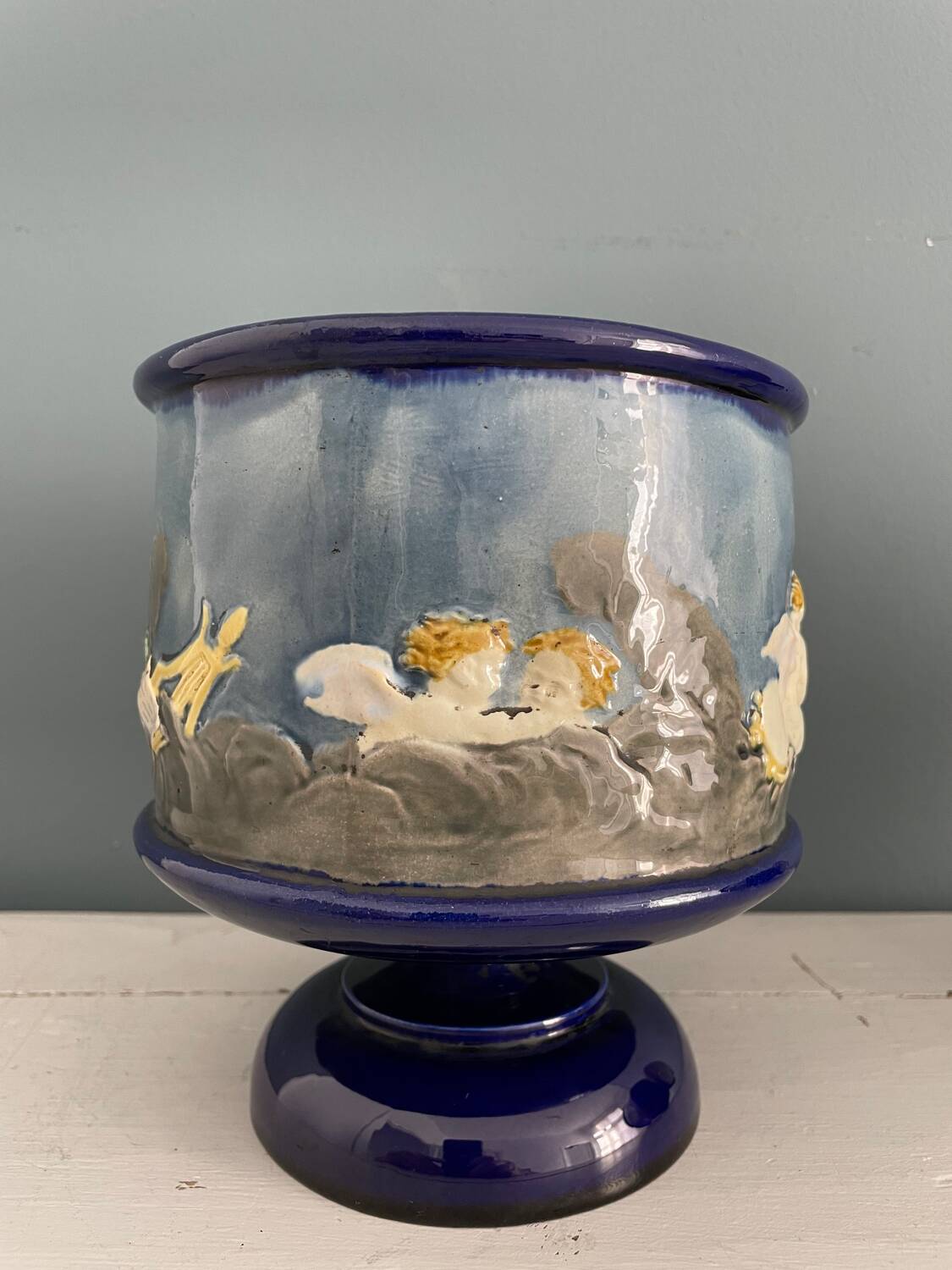 Two Thomas Sergent planters in Palissy majolica