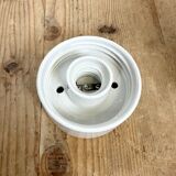 Vintage White Porcelain Ceiling Light with Milk Glass, 1970s