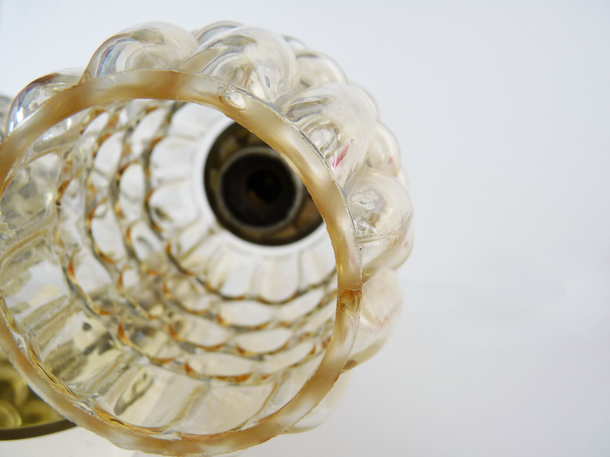 Graewe vintage wall applique double lights, amber bubble glasses. Year 50 60