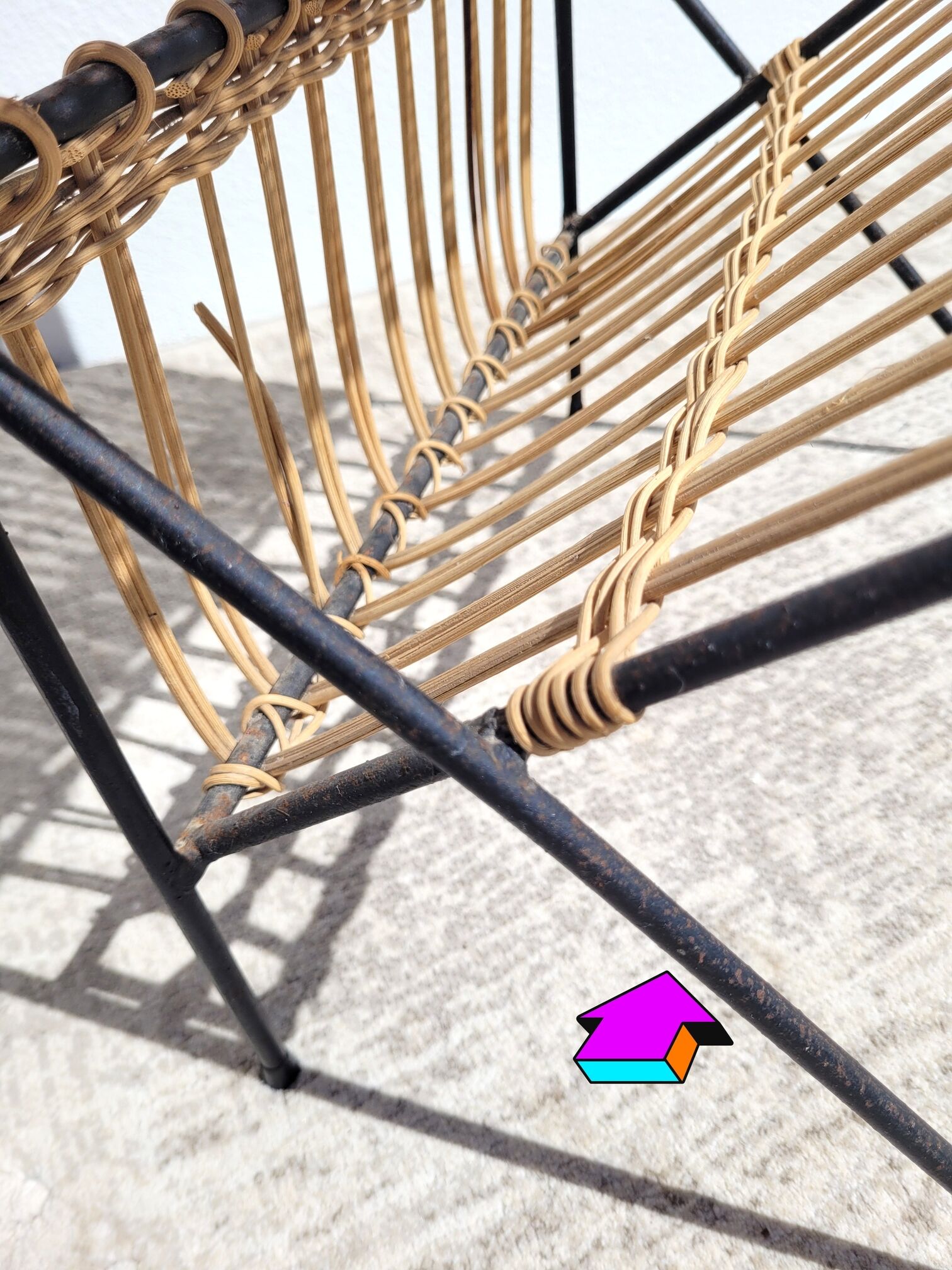 1960 rattan magazine harness triangular