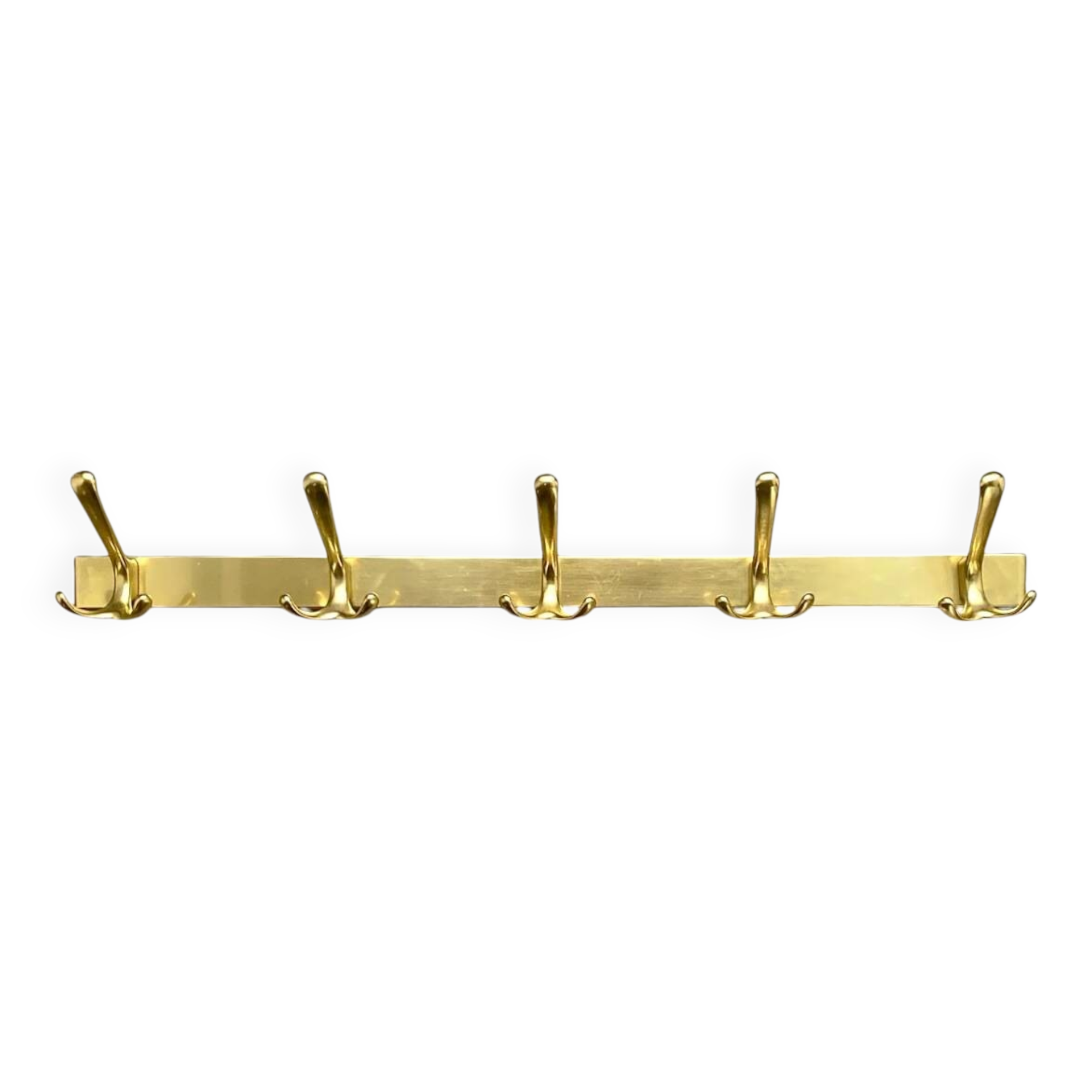 Vintage Gold Aluminum Wall Coat Rack with 5 Hooks