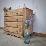 Chest of drawers raw wood foot mustache