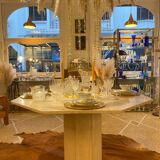 Octagonal travertine table 1970