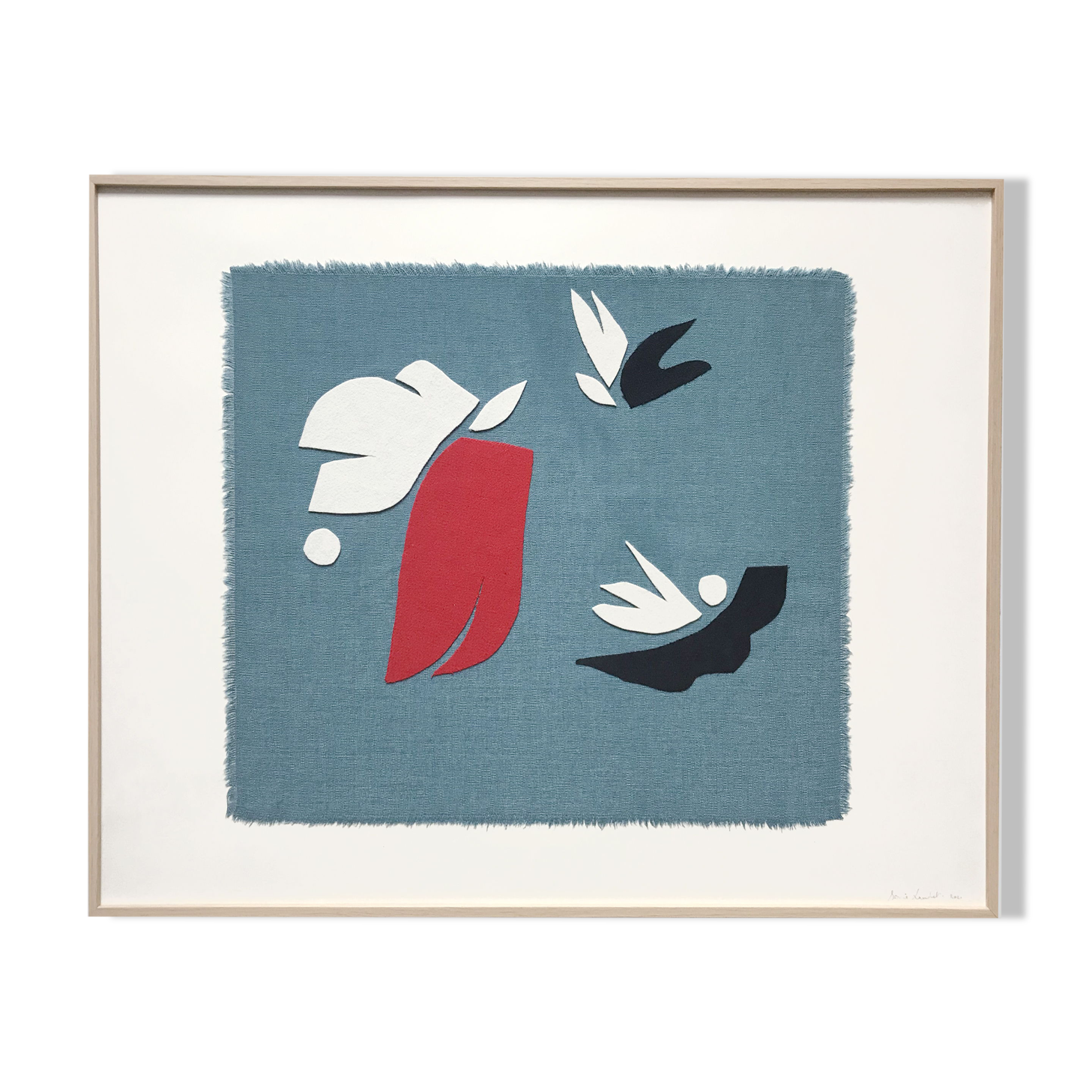 Three birds in a blue sky