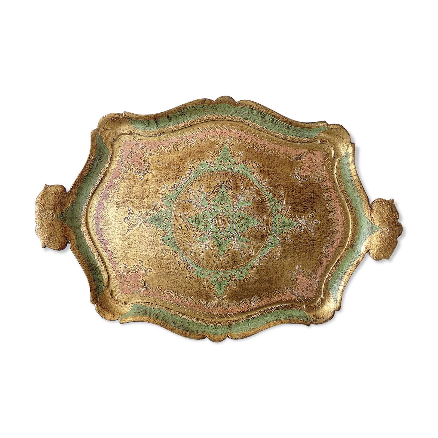 Florentine service tray made of hand-painted wood