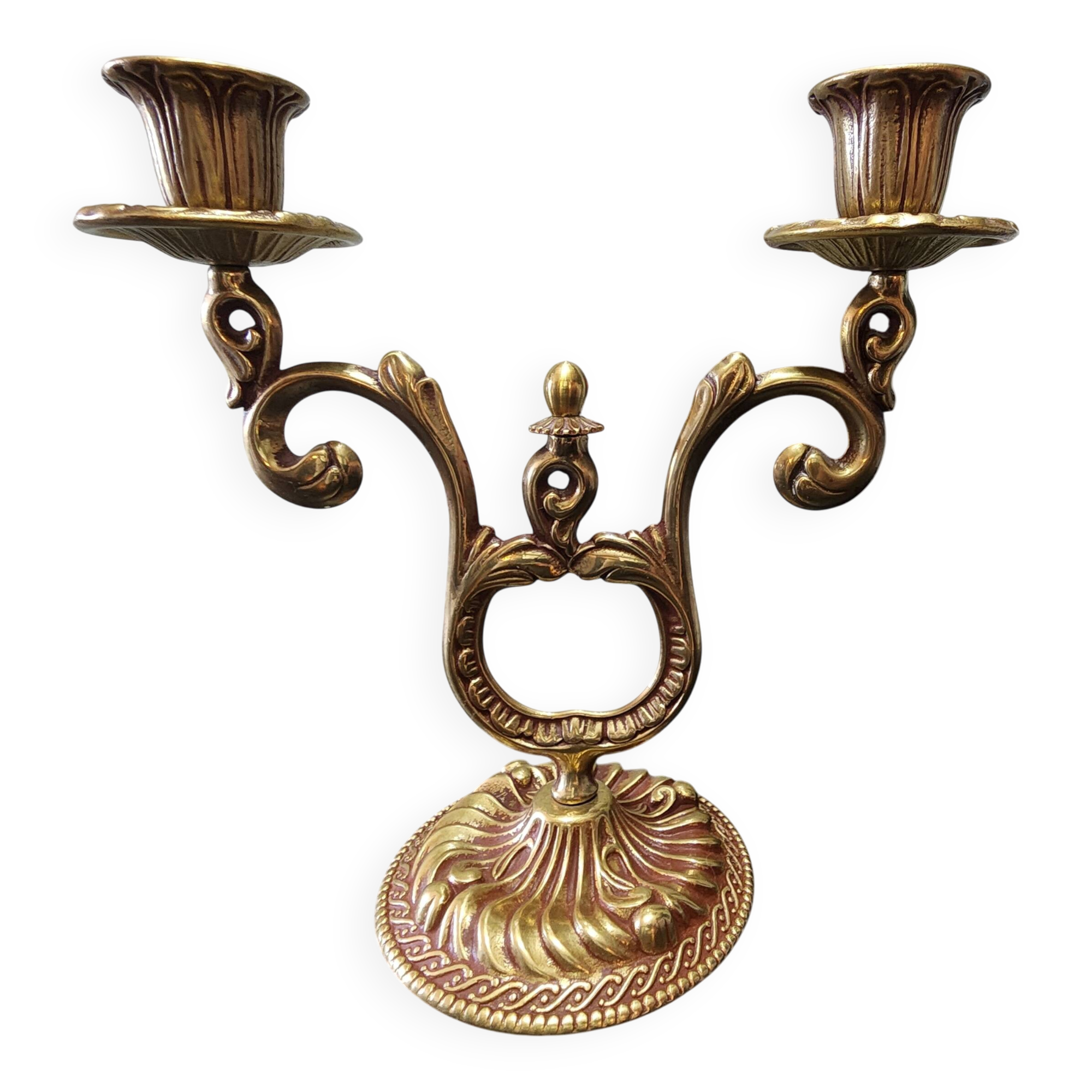 antique candlestick candelabra 2 lights gold metal vintage baroque 22 cm