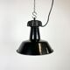 Industrial Black Enamel Factory Lamp with Cast Iron Top, 1960s