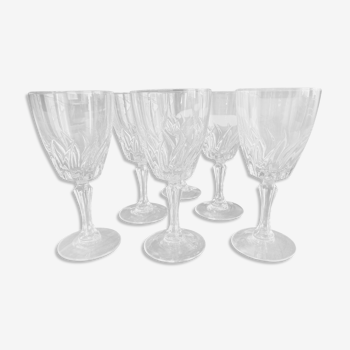 Lot de 6 verres à eau vintage en verre moulé