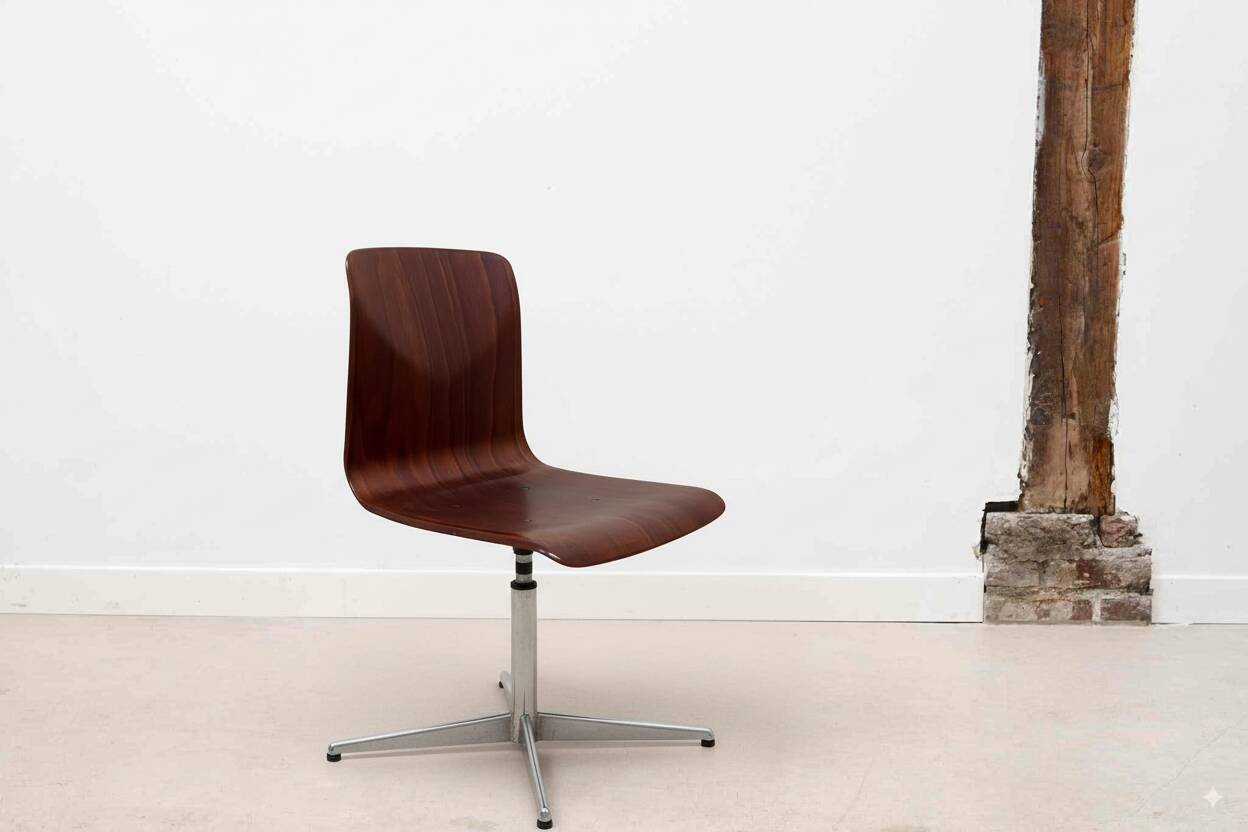 Vintage Galvanitas mahogany and chrome workshop chairs