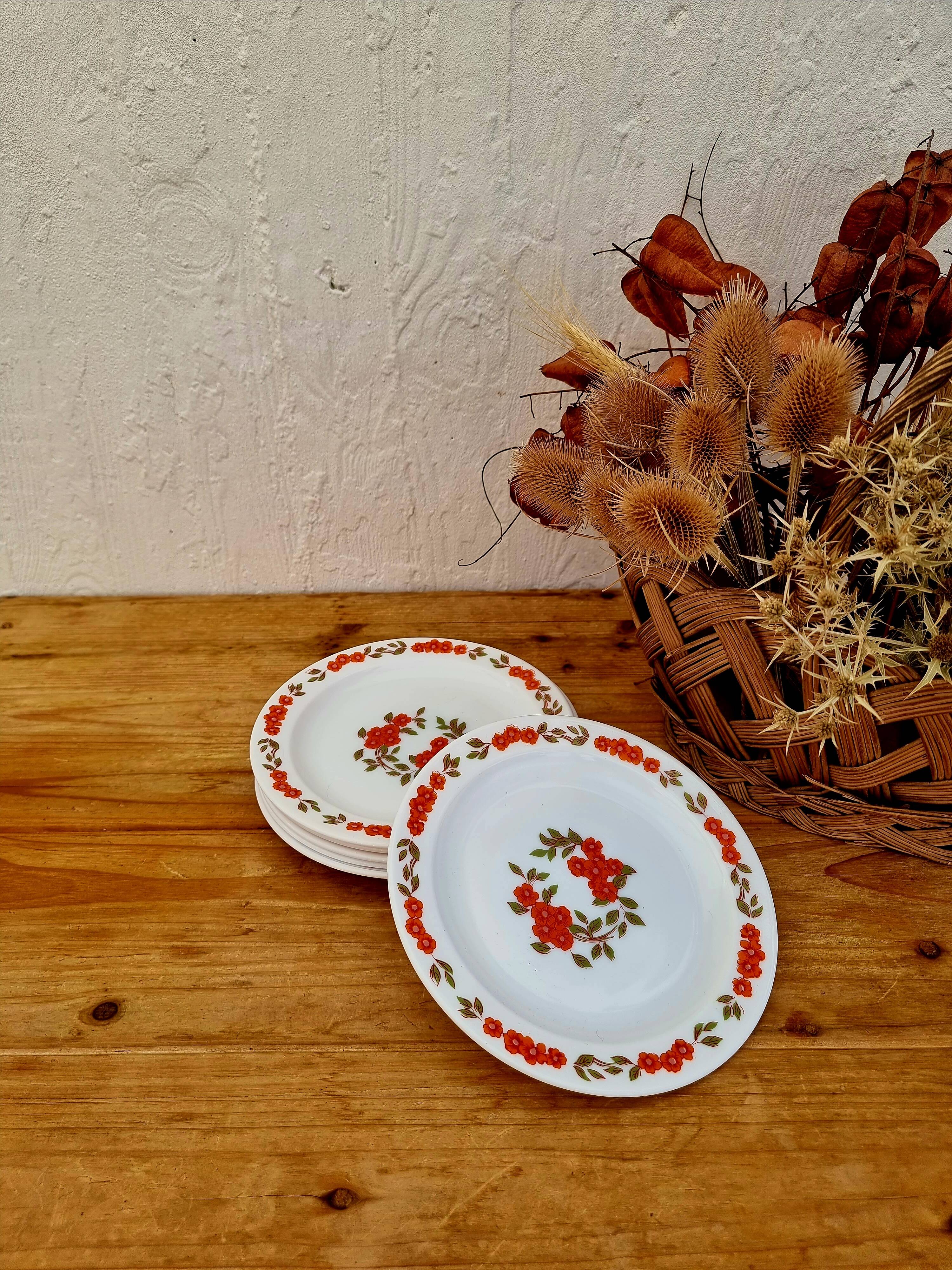 Set of 6 vintage Arcopal dessert plates
