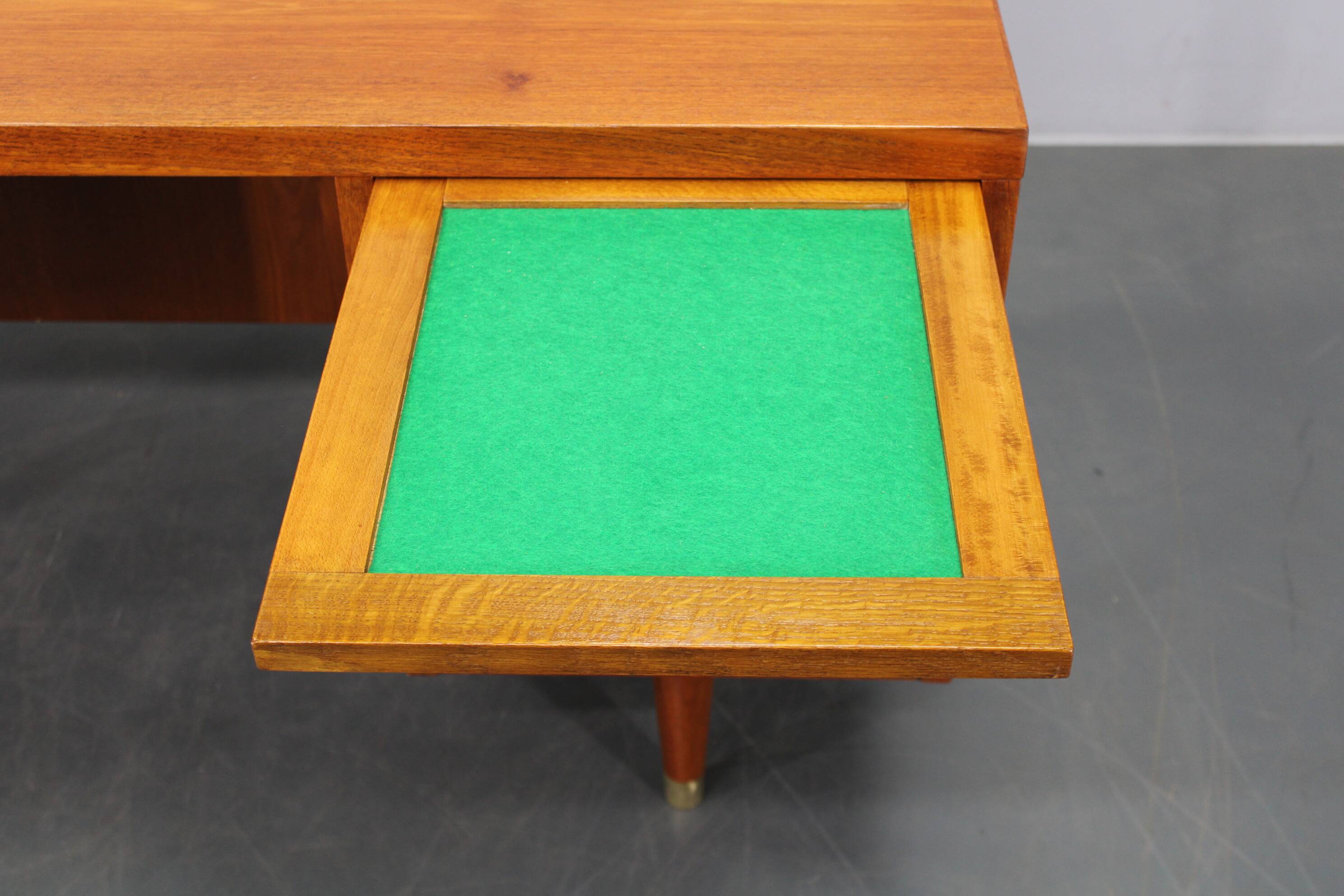 Mid-century Danish teak writing desk with brass details, 1960s