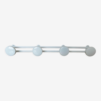 Coat rack 4 hooks in white lacquered metal 70s