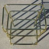 Nesting tables in gold-tone metal and glass