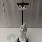 lampe ancienne porcelaine blanche opaline personnage SHOU 51 cm