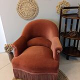 Fauteuil crapaud velours rose