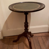 Wood and leather tripod pedestal