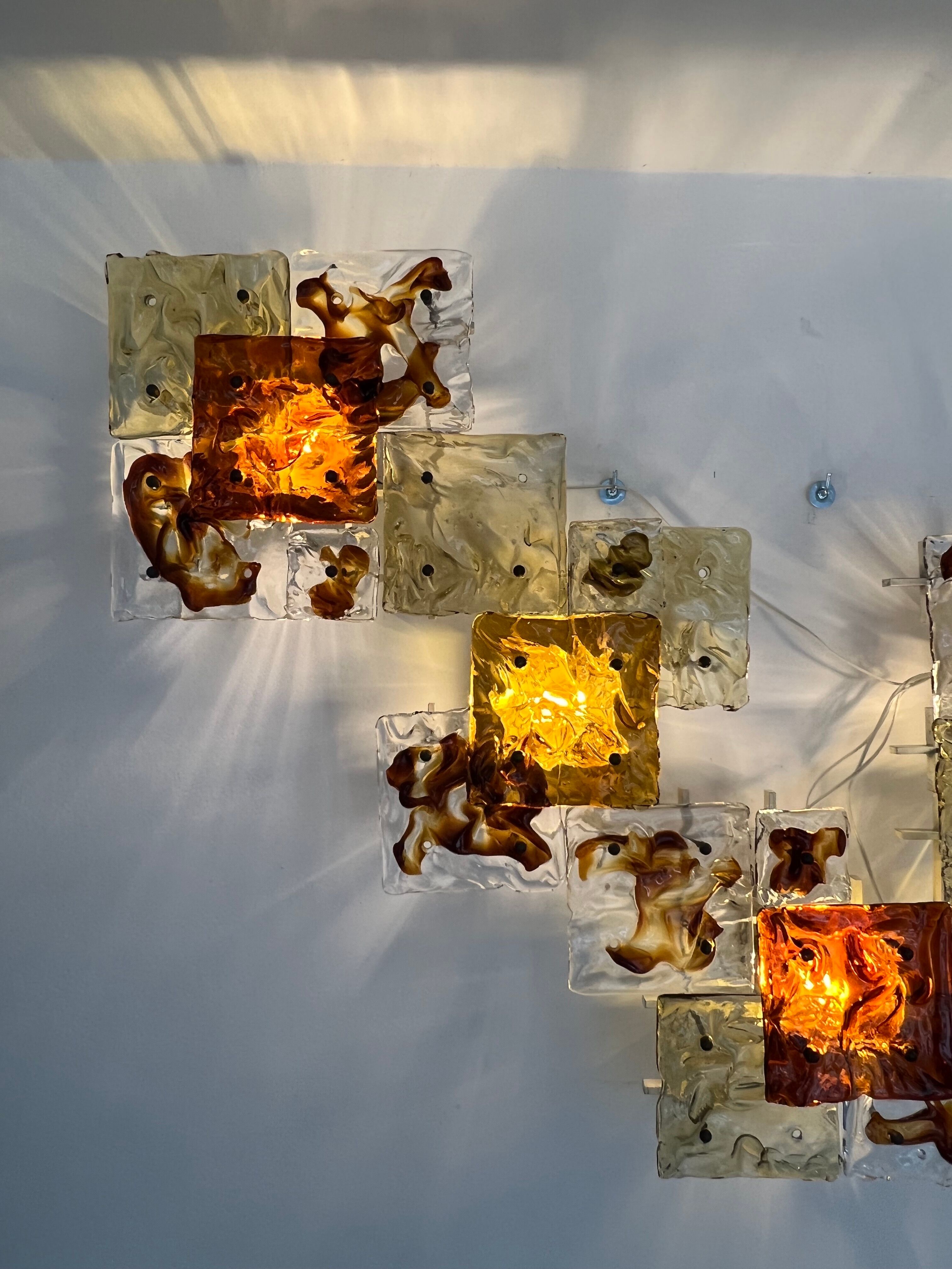 Modernist Venini Patchwork Hand Blown Panel by Toni Zuccheri from 70s