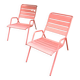Set of 2 low armchairs Fermob model Monceau in capucine colour.