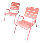 2 fauteuils bas Fermob modèle Monceau couleur capucine